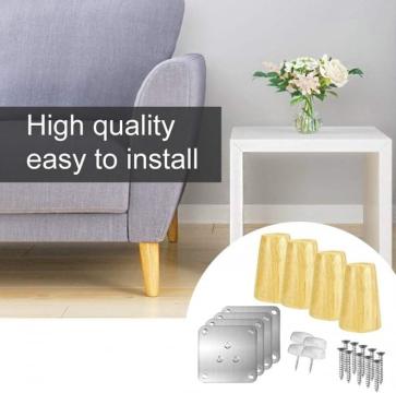 Picioare din lemn pentru mobilier 4 bucati cu accesorii