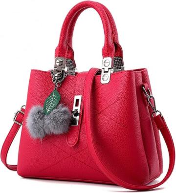 Poseta eleganta de mana rosie din piele PU de la Molifag Srl