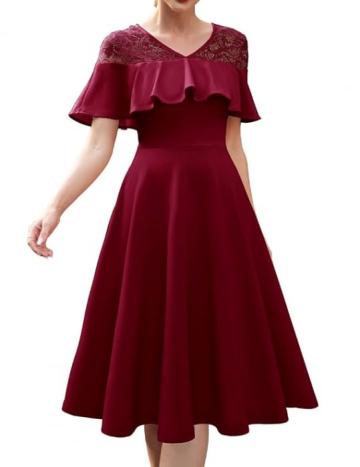 Rochie lunga, fara maneci, cu dantele visinie M