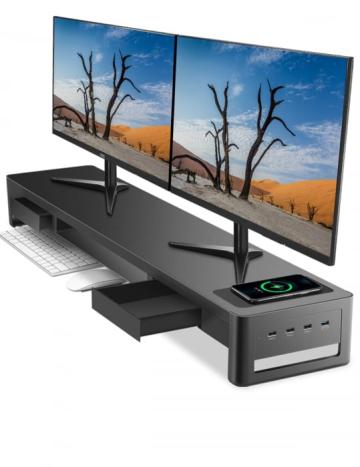 Suport monitoare cu 2 sertare, 4 porturi USM