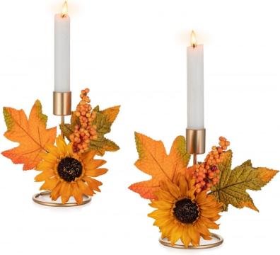 Suport lumanari cu motiv floral - set 2 bucati