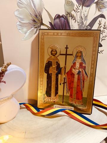 Icoana Sfintilor Imparati Constantin si Elena 16cm de la Candela Criscom Srl.