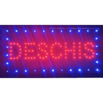 Reclama luminoasa Deschis, afisaj rosu si albastru