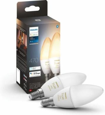 Becuri LED inteligente Philips Hue B39, Bluetooth, E14, 4W