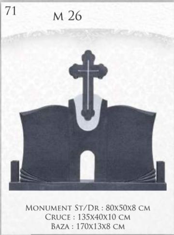 Monument M26 sculptura cruce trifoi de la Cruci Mozaic, Marmura