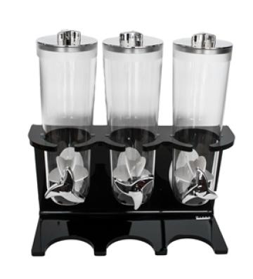 Dispenser cereale triplu 3x2lt cu suport acrilic negru Raki