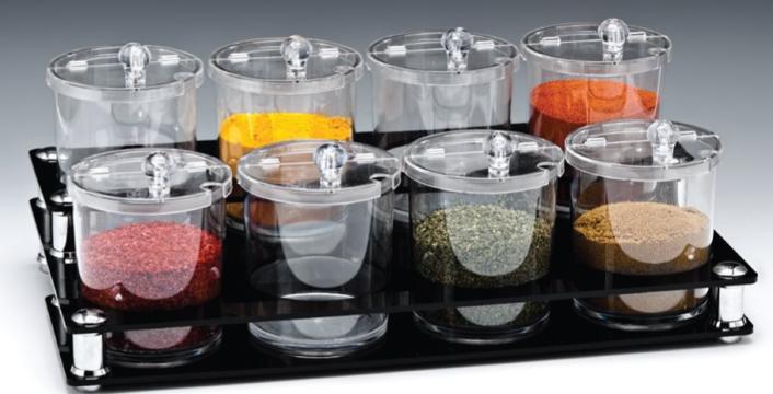 Set 8 borcane condimente 750ml din policarbonat