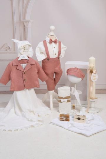 Set botez Dan terracotta + Trusou + Lumanare de la Andreeatex
