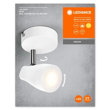 Spot LED ajustabil Ledvance Pear, GU10, 4.3W, 350 lm, lumina de la Eve Nasia S.r.l