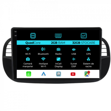 Navigatie dedicata Fiat 500 (2007-2015), 9 inch, 2Gb Ram de la Nav Store