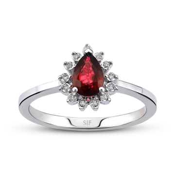Inel din aur alb de 14k cu diamante de 0.27 carate si rubin de la Sandra Ferretti Srl