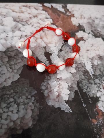 Bratara agate rosu/alb