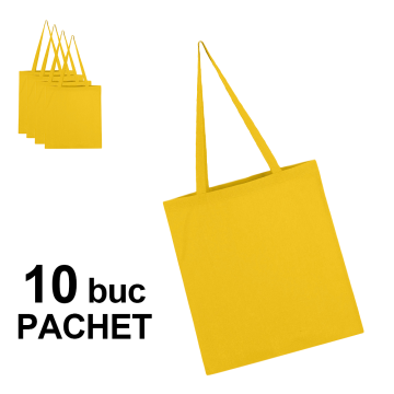 Sacosa bumbac toarta lunga, LH galben, 10 bucati de la Best Media Style Srl