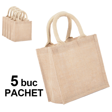 Sacosa iuta, petit, toarta natur, 5 bucati de la Best Media Style Srl