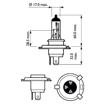 Set 2 becuri far H4 P43T 60/55W 12V Vision Philips de la Auto Care Store Srl