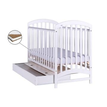 Patut Drewex Adel cu sertar - alb + saltea cocos 10 Cm