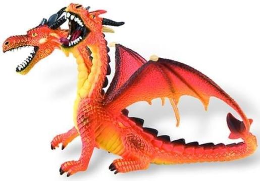Jucarie figurina dragon orange cu 2 capete