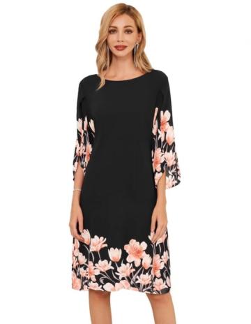 Rochie eleganta peste genunchi, mulata pe corp, maneci 3 4