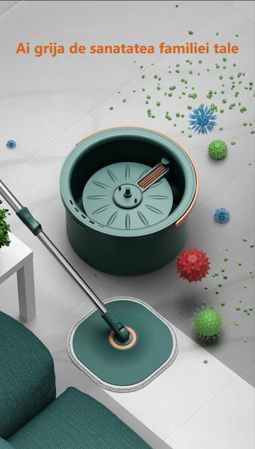 Mop rotativ patrat cu galeata DreamRamp, separa apa murdara