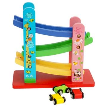 Jucarie circuit din lemn cu 3 piste si 3 masinute de la Saralma Shop Srl