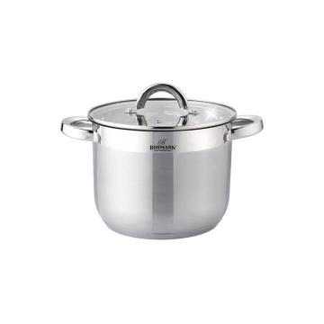 Oala inox cu capac din sticla Bohmann BH-1622, 22cm, 7 litri