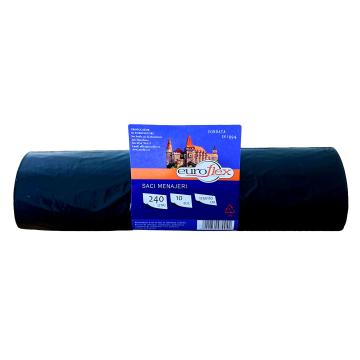 Saci menajeri 240 L, Euroflex, LDPE, 10 buc/rola, negri