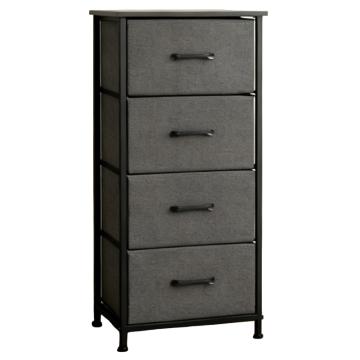 Comoda 4 sertare textile  45x30x94cm - antracit-negru