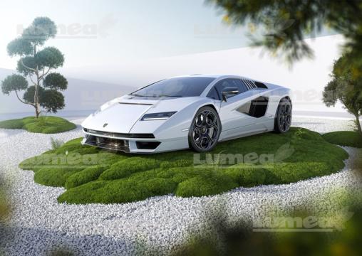 Imagine comestibila tort din zahar Lamborghini alb de la Lumea Basmelor International Srl
