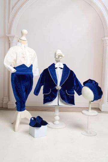 Costum botez cu Aripi - Serafim - albastru royal