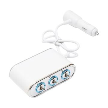 Adaptor bricheta auto tripla 12/24V, iluminata led