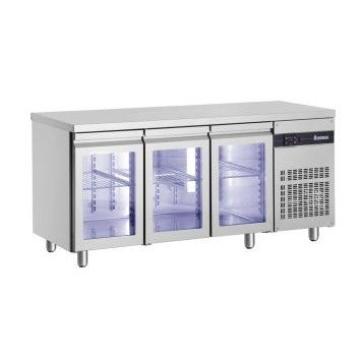 Masa rece inox cu 3 usi din sticla linia 600 de la Clever Services SRL