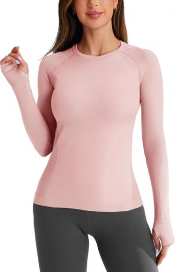 Bluza sport pe corp, cu maneca lunga, fixare pe degete, roz de la Molifag Srl