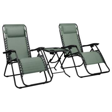 Sezlong si set de masa verde Delux 2x