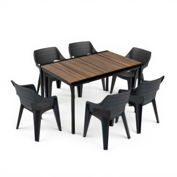 Set de mobilier de gradina Ravello 6 in 1, nuc-negru de la Leziter Kft.