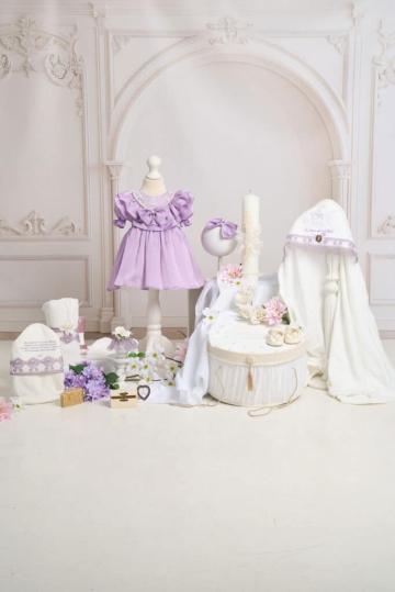 Set complet botez (trusou) - Cora - lila (maneca scurta)