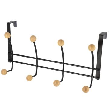 Carlig x 4 cu bile lemn - negru / crem | cuiere baie de la URBANIX SRL