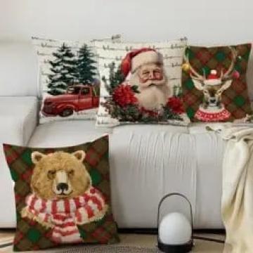 Fete de perini ornamentale, de Craciun urs 45x45 cm de la Molifag Srl