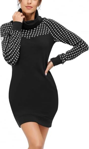 Rochie casual pentru femei deasupra la genunchi maneci lungi