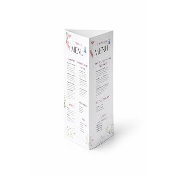 Meniu triunghi pentru nunta - print pe carton de la La Print