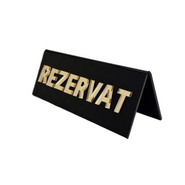 Semn masa acrylic Rezervat, 7 x 19 cm, negru glossy de la La Print