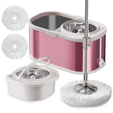 Mop cu galeata DreamRamp din inox antibacterian + 2 rezerve