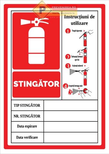 Indicatoare pentru instructiuni de folosire stingator
