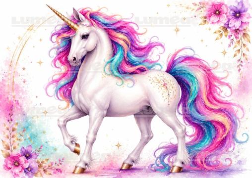 Imagine comestibila tort din Zahar Unicorn Magic - Lumea de la Lumea Basmelor International Srl