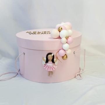 Cutie rotunda trusou personalizata handmade ingeras Fetita de la Milan Handmade Srl