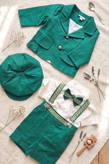 Costum de botez Jules - verde