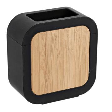 Suport periute plastic si bambus - negru