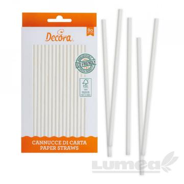 Betisoare / pai din hartie alb, 80 buc. - Decora de la Lumea Basmelor International Srl