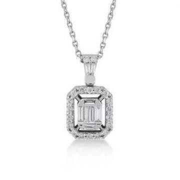 Colier din aur alb de 14K cu diamante de 0.21 carate