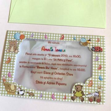 Invitatie botez cu plic si poza