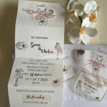Invitatie nunta Flamingo de la Simonne